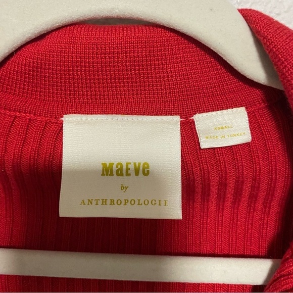 Maeve by Anthropologie Red V-Neck Trumpet Sleeve Sweater - Picture 7 of 11